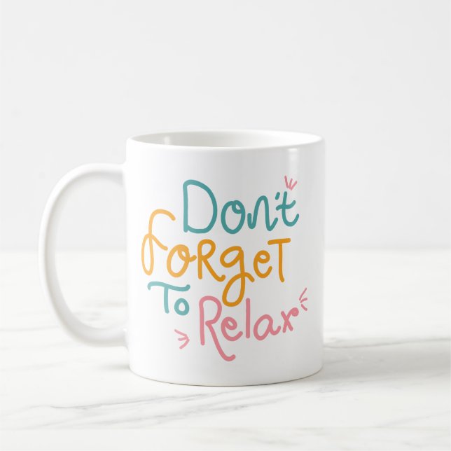Minimalist Playful Colourful Self Reminder Gentle Coffee Mug (Left)