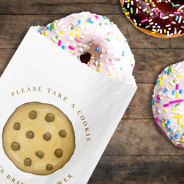 Minimalist Please Take A Cookie Bridal Shower Favour Bags (Minimalist Please Take a Cookie bridal shower favor bag perfect for dessert tables and treats.)