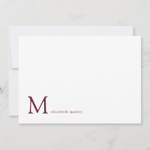 Minimalist Plum Purple Monogram Correspondence    Card