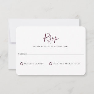 Minimalist Plum Purple Wedding RSVP Card