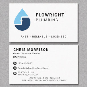 Minimalist Plumber Licensed Contractor Business Card