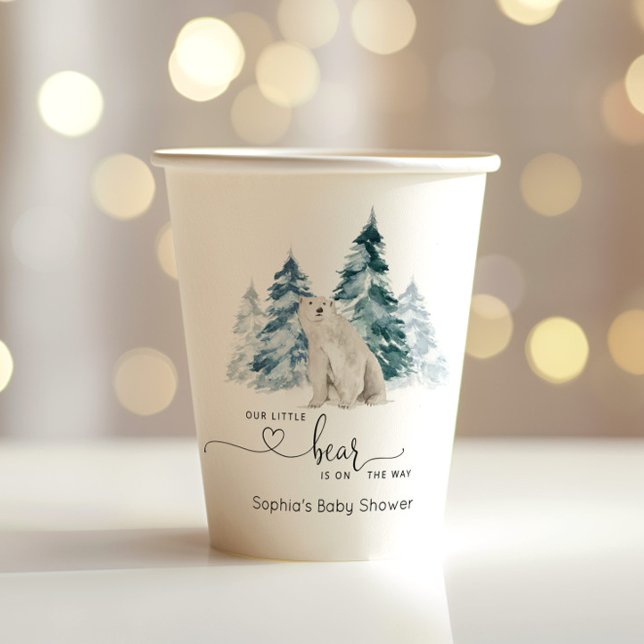 Minimalist Polar bear baby shower Paper Cups (Creator Uploaded)