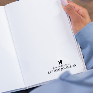 Minimalist Poodle Dog From the Library Of, Book Rubber Stamp