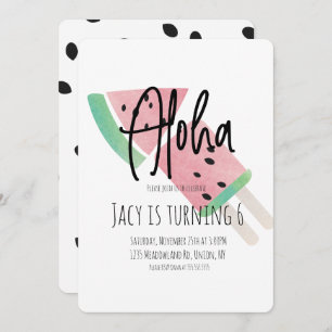 Minimalist Pop Watercolor Watermelon and Pop Invitation