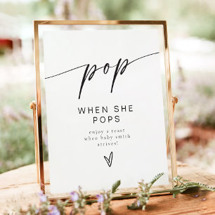 Minimalist Pop When She Pops Champagne Favour Poster