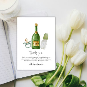 Minimalist Poppin Champagne Bottles Baby Shower Thank You Card