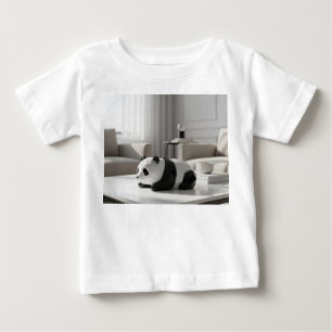 Minimalist Porcelain Panda on Marble Table Baby T-Shirt
