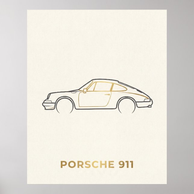 Minimalist Porsche 911 Line Art Poster (Front)