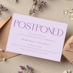 Minimalist Postponed Wedding Update Lilac Invitation
