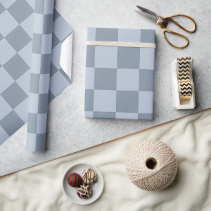 Minimalist Powder Blue Checkerboard Pattern  Wrapping Paper