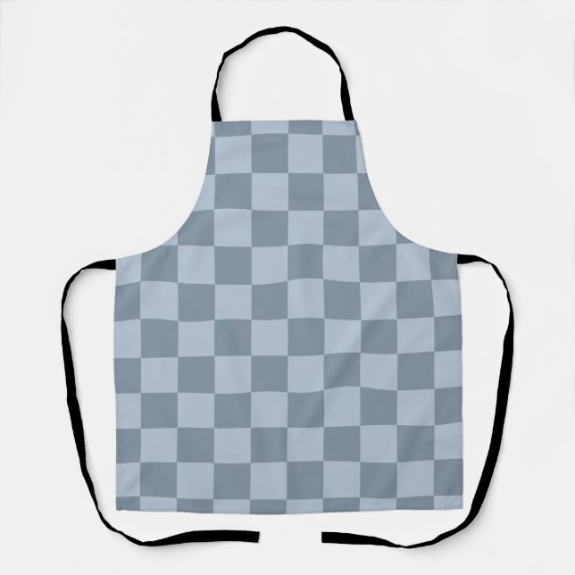 Minimalist Powder Blue Chequerboard Pattern Apron (Front)
