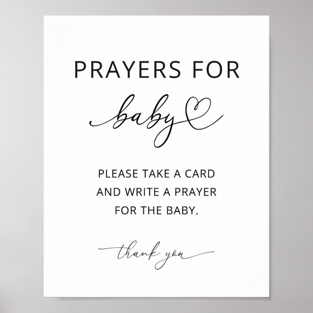 Minimalist Prayers for Baby Party Sign (Front)