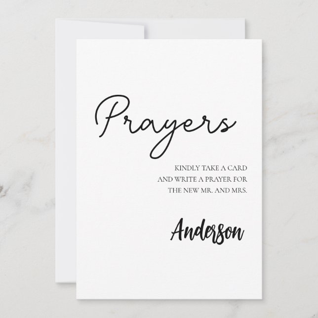 Minimalist Prayers For Bride and Groom Sign Invitation (Front)