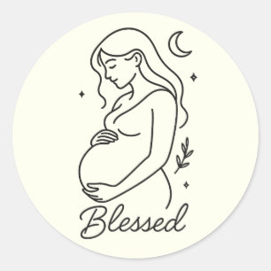 Minimalist Pregnancy Line Art Sticker