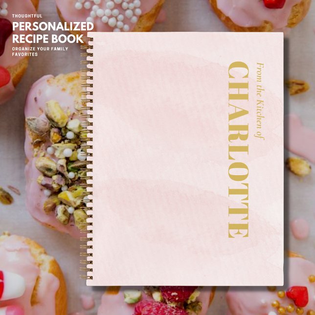 Minimalist Pretty Blush Pink Watercolor Recipe Notebook (Creator Uploaded)