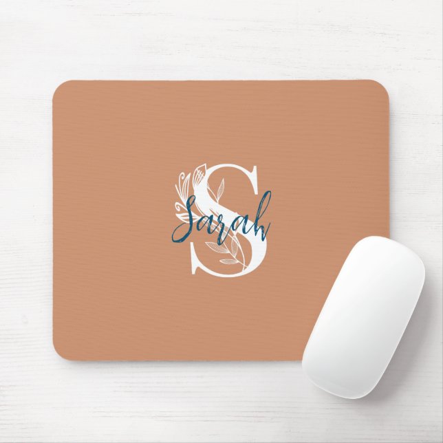 Minimalist pretty colour Elegant floral and text Mouse Mat (With Mouse)