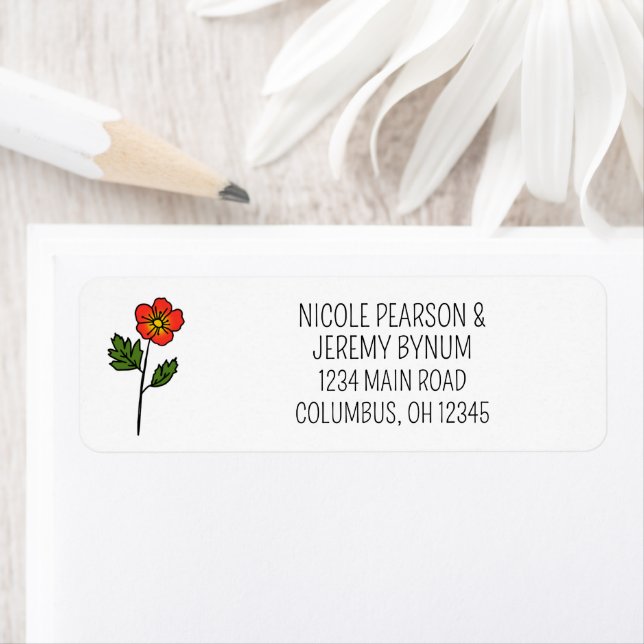 Minimalist Primrose Wedding Address Label (Insitu)