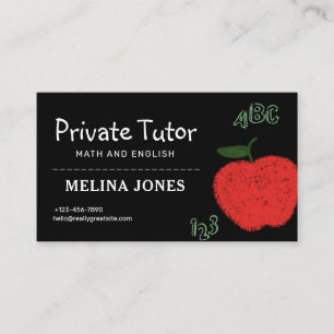 Minimalist Private Tutor and Educators Teacher Business Card