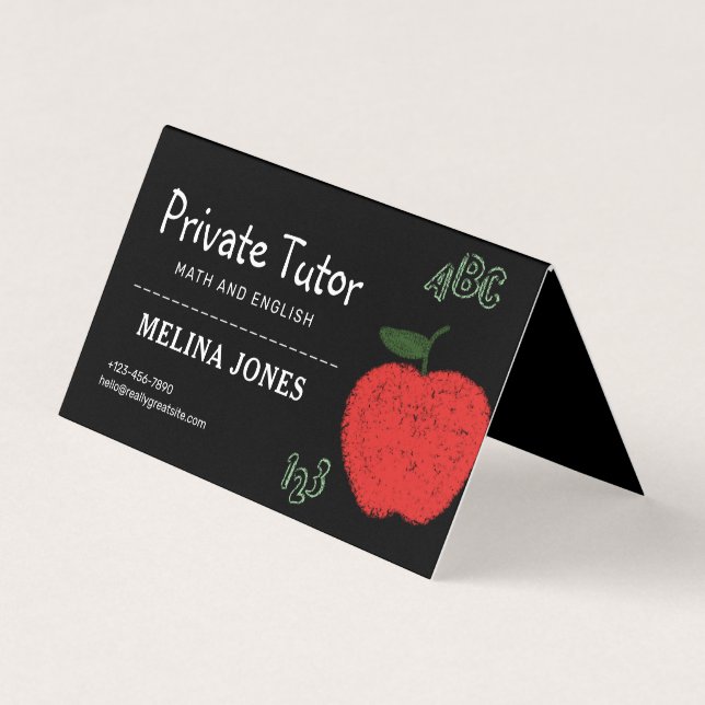 Minimalist Private Tutor and Educators Teacher Business Card (Front)