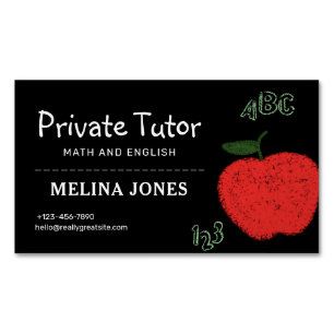 Minimalist Private Tutor and Educators Teacher Magnetic Business Card