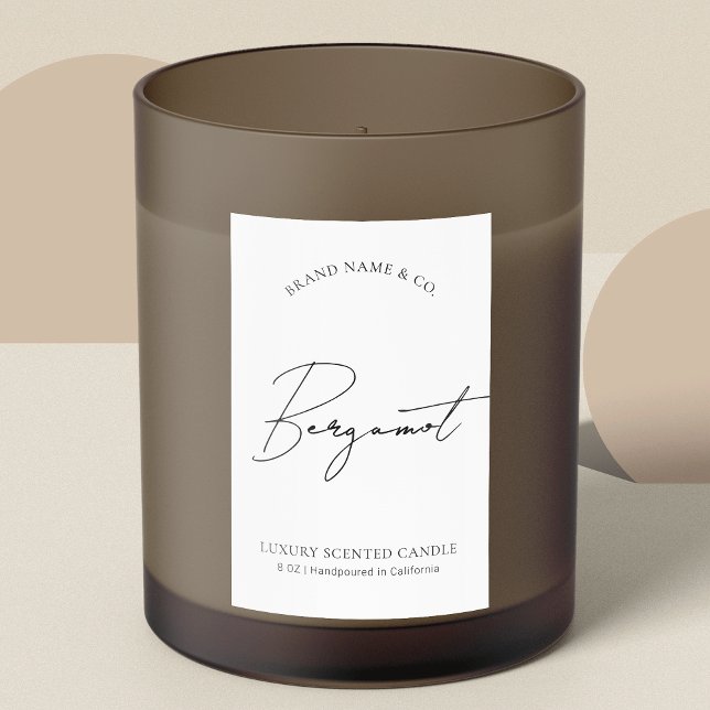 Minimalist Product Packaging Candle Jar Label (Handmade products packaging design in black and white, simple layout and stylish handwritten font)