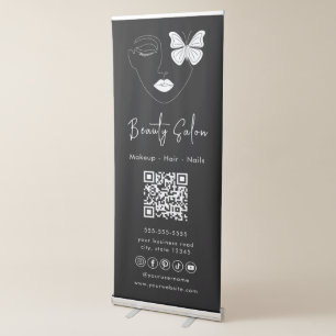 Minimalist Professional Beauty Salon Black Retractable Banner