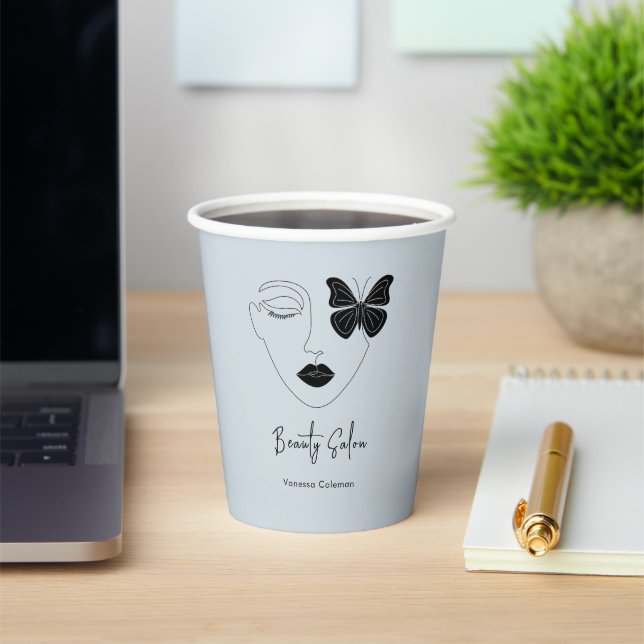 Minimalist Professional Beauty Salon Branding Paper Cups (Insitu)