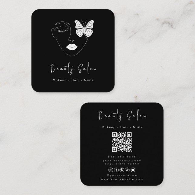 Minimalist Professional Beauty Salon Business Card (Front/Back)