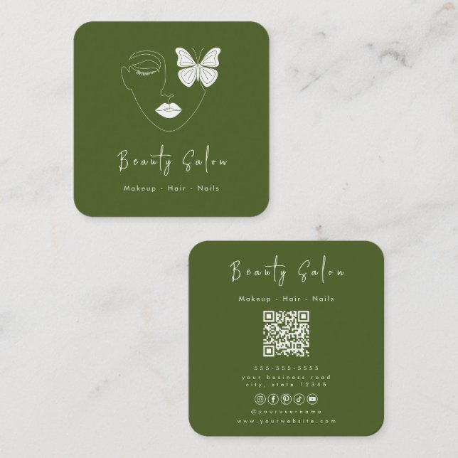 Minimalist Professional Beauty Salon Business Card (Front/Back)