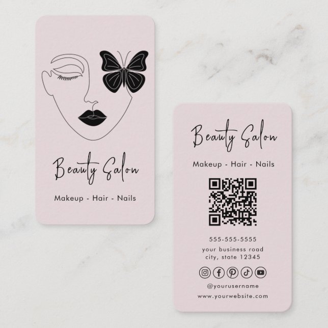 Minimalist Professional Beauty Salon Business Card (Front/Back)