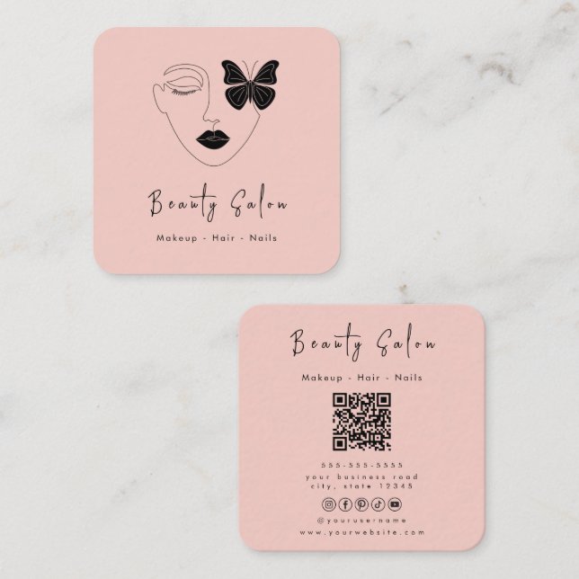 Minimalist Professional Beauty Salon Business Card (Front/Back)