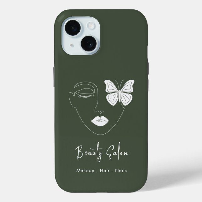 Minimalist Professional Beauty Salon Forest Green Case-Mate iPhone Case (Back)