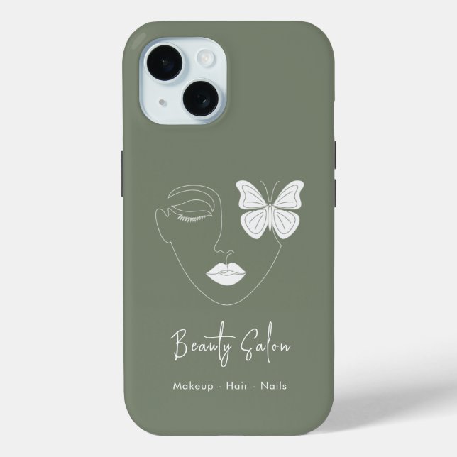 Minimalist Professional Beauty Salon Sage Green Case-Mate iPhone Case (Back)