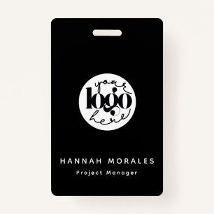 Minimalist Professional Black Business Custom Logo ID Badge