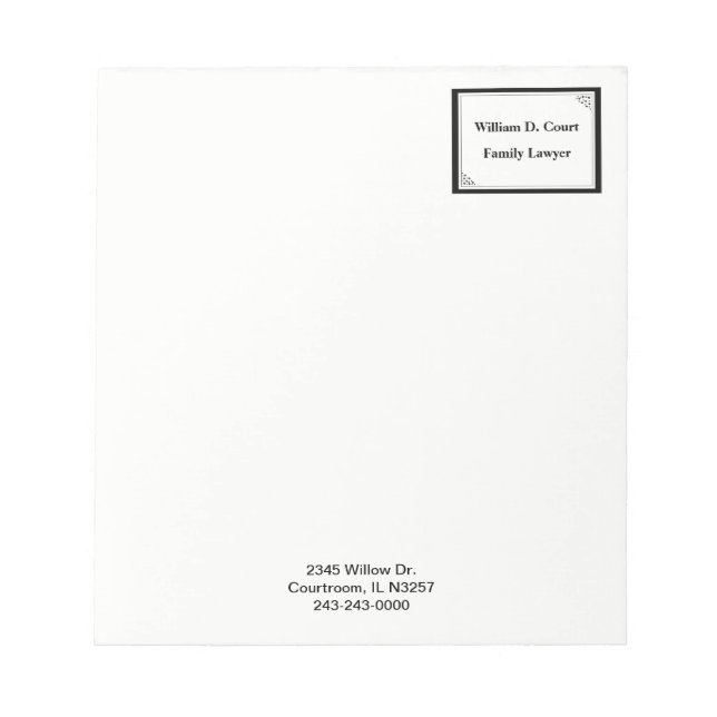 Minimalist Professional Black Dot Frame Business Notepad (Front)