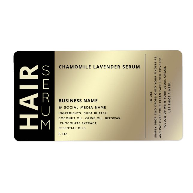 Minimalist professional black gold hair serum (Front)