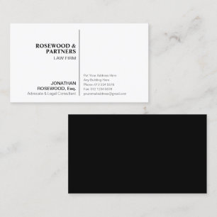 Minimalist Professional Black & White   One Sided Business Card