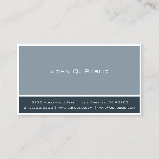 Minimalist Professional Blue Grey Business Card (Front)