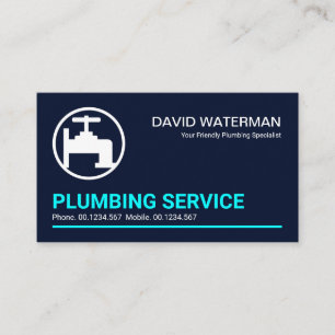 Minimalist Professional Blue Line Plumbing Business Card