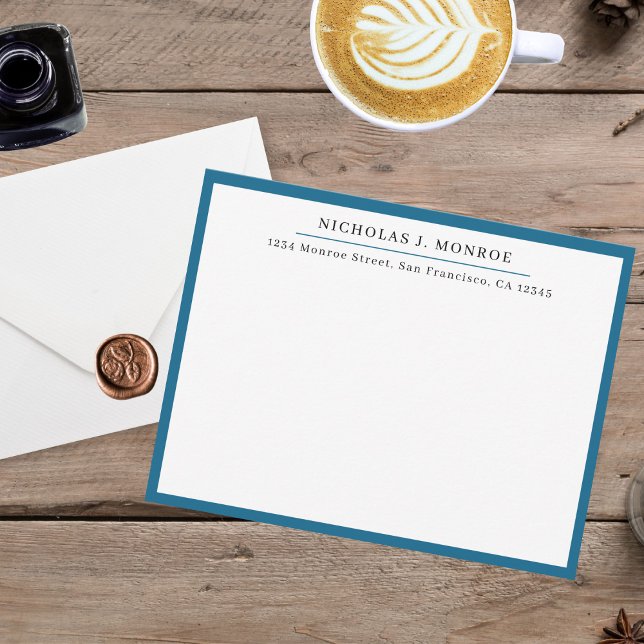 Minimalist Professional Blue Monogrammed  Card (Creator Uploaded)