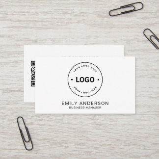 Minimalist Professional Company Custom Logo QR Business Card