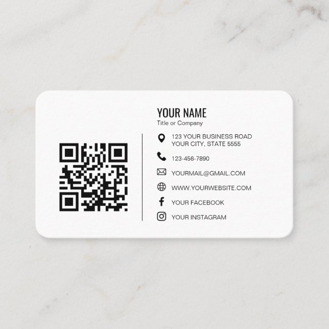 Minimalist Professional Company Logo QR Code Business Card (Front)