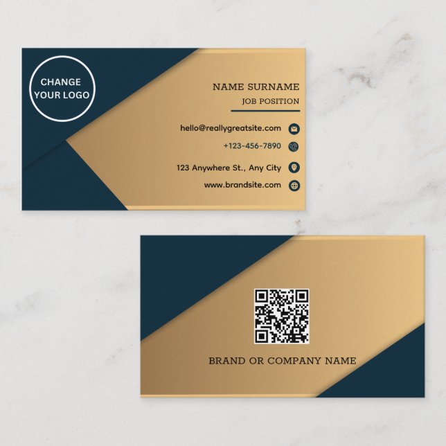Minimalist Professional Company Logo QR Code Business Card (Front/Back)