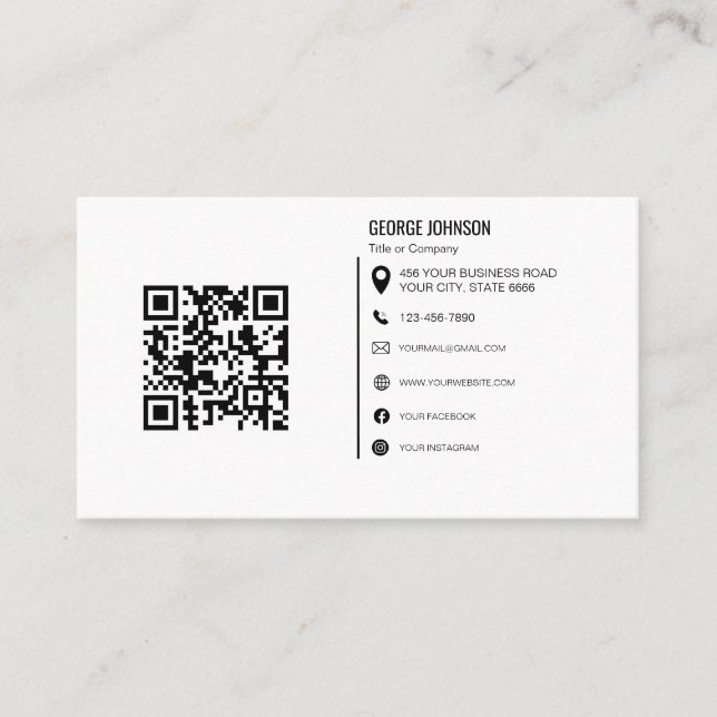 Minimalist Professional Company Logo QR Code Business Card (Front)