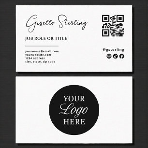 Minimalist Professional Company Logo QR Code Business Card