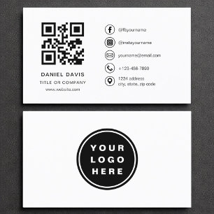 Minimalist Professional Company Logo QR Code Business Card