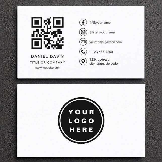 Minimalist Professional Company Logo QR Code  Business Card (Creator Uploaded)