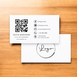 Minimalist Professional Company Logo QR Code Business Card