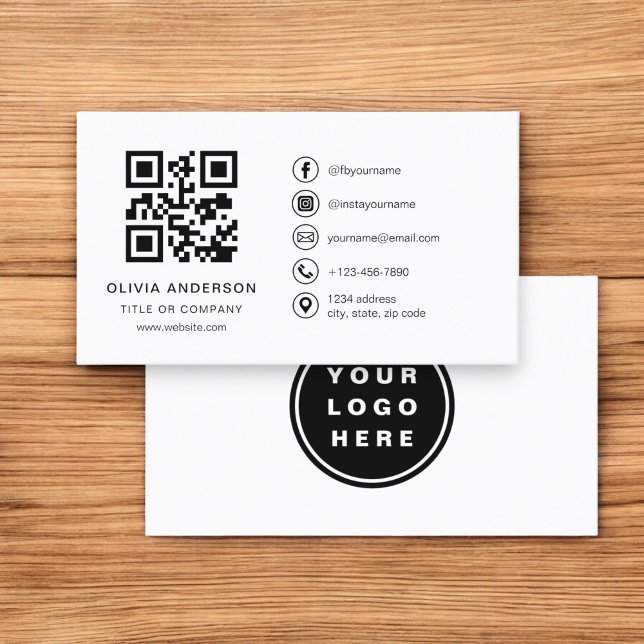 Minimalist Professional Company Logo QR Code  Business Card (Creator Uploaded)
