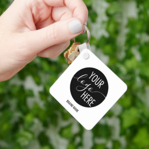 Minimalist Professional Company Logo QR Code Key Ring